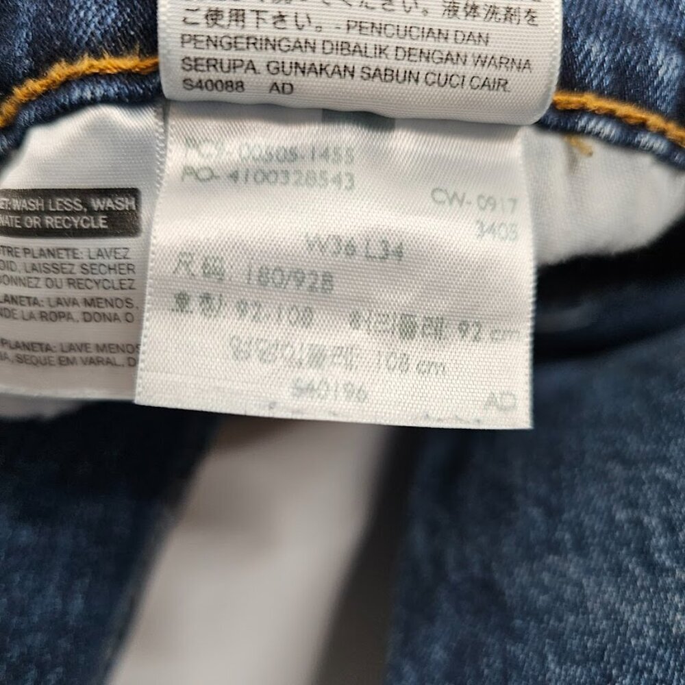 Men's LEVIS 505 Straight Leg Jeans size 36x34 MEDIUM WASH BLUE Denim Regular Fit - Picture 4 of 7